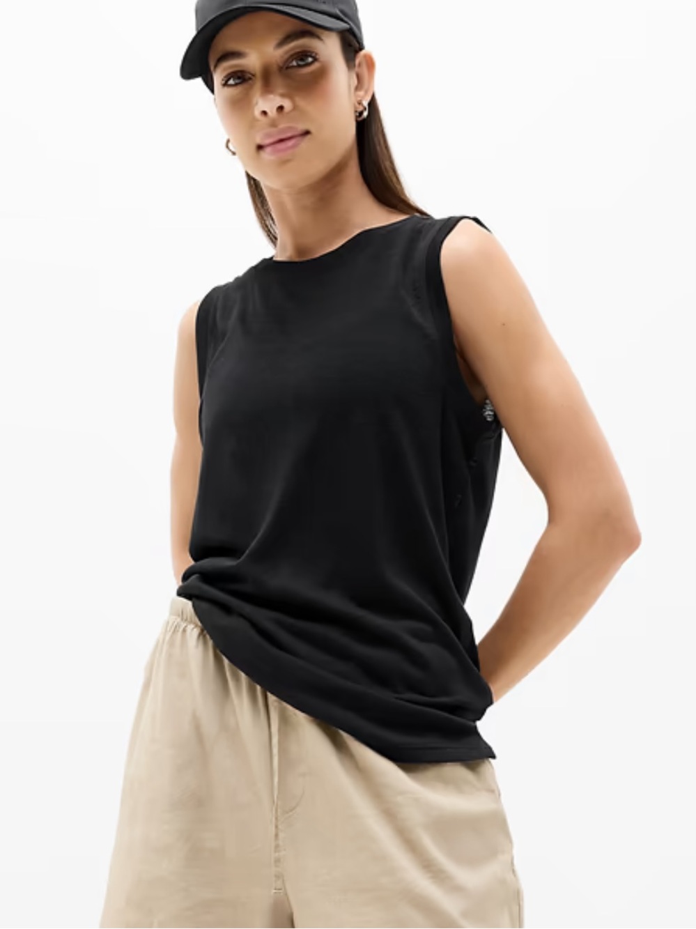 Athleta Black Crewneck Muscle Tank - Women